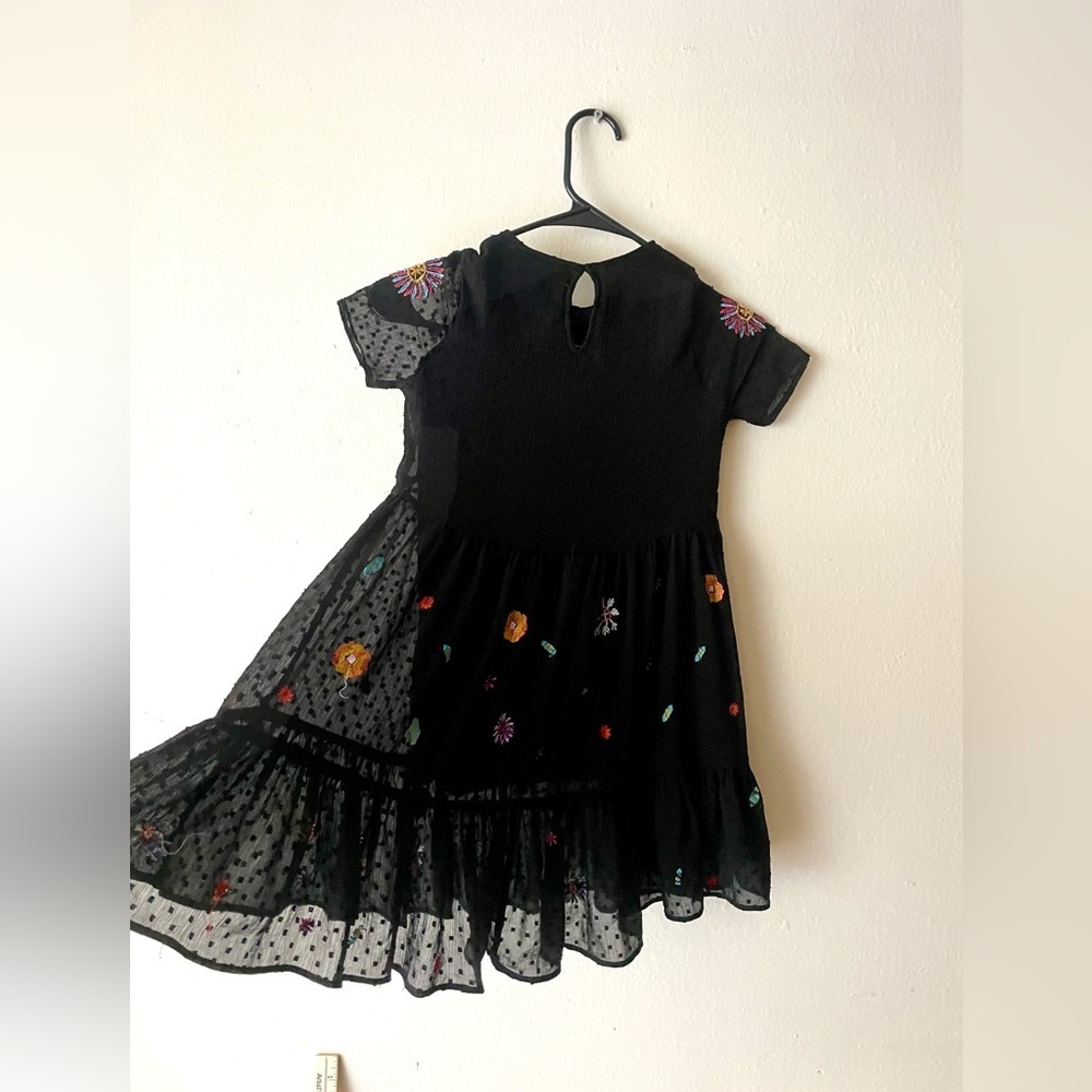 Dress Zara Kids Girl Embroidered Tulle Black Short Sleeve Size 6 - Picture 9 of 9